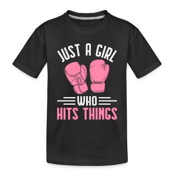 Juste une fille qui frappe des choses - T-shirt bio Premium Enfant - noir - Devant