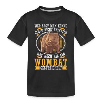 Wombat caressant le marsupial australien - T-shirt bio Premium Enfant - noir - Devant