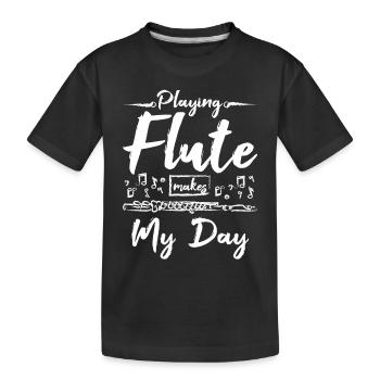 Playing flute makes my day - Kinder Premium Bio T-Shirt - Schwarz - Vorne