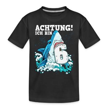 Requin du 6e anniversaire - T-shirt bio Premium Enfant - noir - Devant