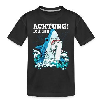 Requin du 7e anniversaire - T-shirt bio Premium Enfant - noir - Devant