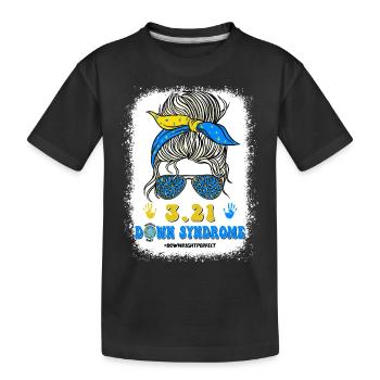 DownRightPerfect Tag des Bewusstseins für das Down-Syndrom - Kinder Premium Bio T-Shirt - Schwarz - Vorne