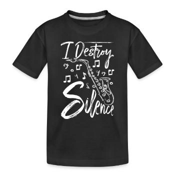 I destroy silence saxophonist - Kinder Premium Bio T-Shirt - Schwarz - Vorne