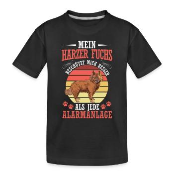 Harz fox protects me herding dog herding fox - Kids' Premium Organic T-Shirt - black - Front