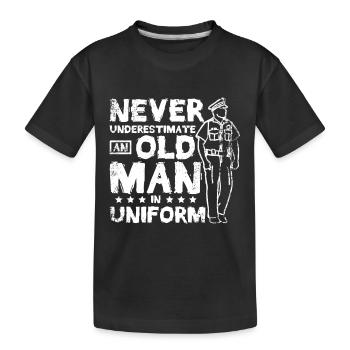 Ne sous-estimez jamais un vieil homme en uniforme - T-shirt bio Premium Enfant - noir - Devant