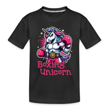 Boxen Einhorn - Kinder Premium Bio T-Shirt - Schwarz - Vorne