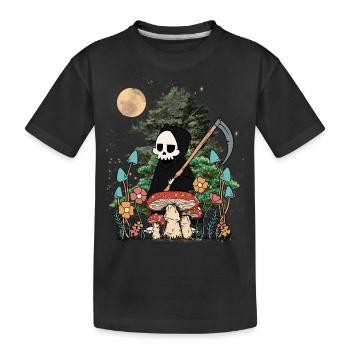 Natur Geist Gespenst Halloween Pilze Nacht Spuk - Kinder Premium Bio T-Shirt - Schwarz - Vorne