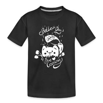 Chaton mignon kawaii sous la pluie - T-shirt bio Premium Enfant - noir - Devant