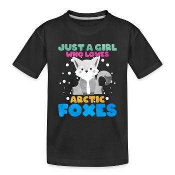 Cute arctic fox gift - Kids' Premium Organic T-Shirt - black - Front