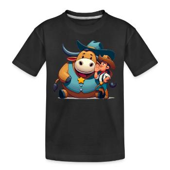 Rodeo Bull Riding Livestock Show Farmer Cattle - Kids' Premium Organic T-Shirt - black - Front