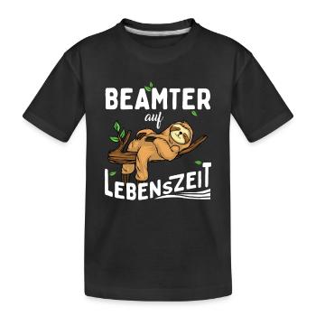 Beamter auf Lebenszeit Faultier - Kinder Premium Bio T-Shirt - Schwarz - Vorne
