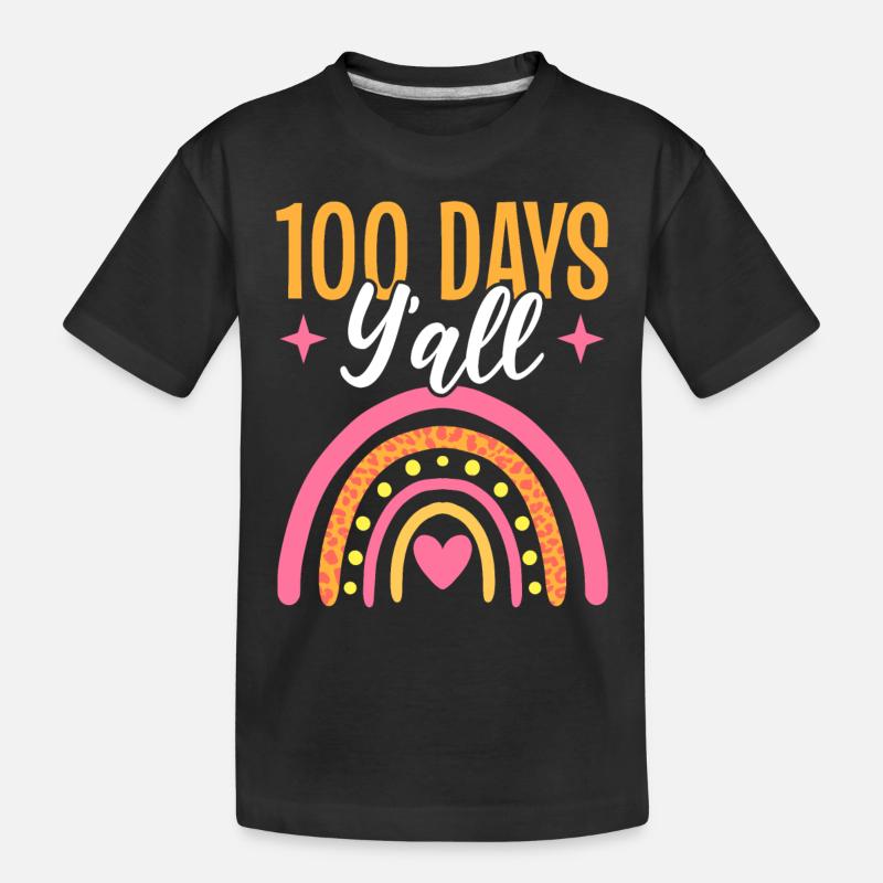 Rainbow 100 Days Yall 100e jour d’école enseignant - T-shirt bio Premium Enfant - noir
