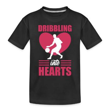 Un joueur de basket-ball de la Saint-Valentin dribble dans les cœurs - T-shirt bio Premium Enfant - noir - Devant