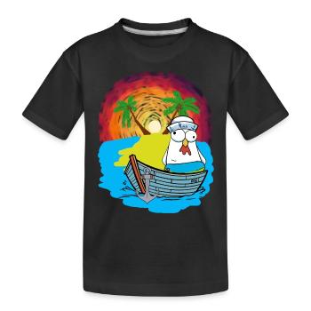 Hühner Matrosen Boot Strand Schwimmring Ahoi - Kinder Premium Bio T-Shirt - Schwarz - Vorne