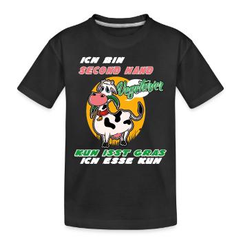 Ich Bin Second Hand Vegetarier Kuh Isst Gras - Kinder Premium Bio T-Shirt - Schwarz - Vorne