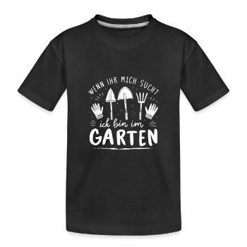 Si tu me cherches, je suis dans le jardin - T-shirt bio Premium Enfant - noir - Devant