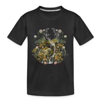Waldtiere Hirsch Elch Schweden Wild Wald Natur - Kinder Premium Bio T-Shirt - Schwarz - Vorne