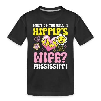 Hippie's Wife Mississippi für einen Hippie - Kinder Premium Bio T-Shirt - Schwarz - Vorne