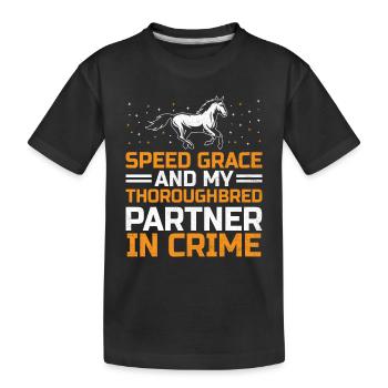Courses de chevaux pur-sang Équitation Chevaux équestres - T-shirt bio Premium Enfant - noir - Devant