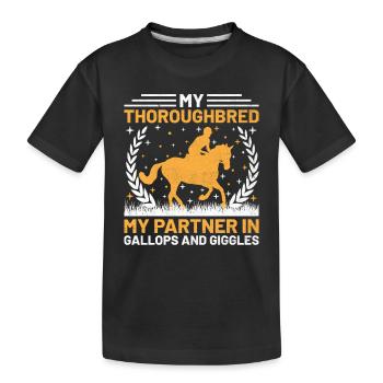 Vollblut Pferderennen Reiten Reiterpferde - Kinder Premium Bio T-Shirt - Schwarz - Vorne