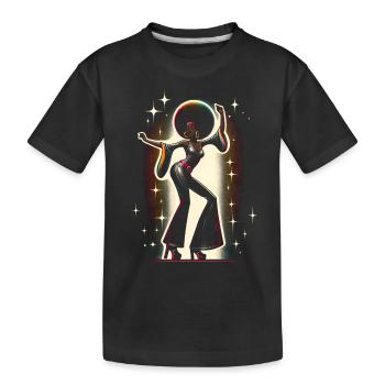 Mädchen mit Afro tanzt zu Disco Musik - Kinder Premium Bio T-Shirt - Schwarz - Vorne