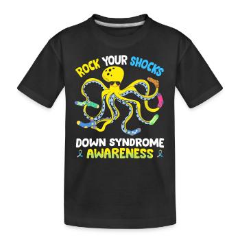 Down-Syndrom Bewusstsein Oktopus Rock Your Sock - Kinder Premium Bio T-Shirt - Schwarz - Vorne