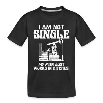 Je ne suis pas célibataire, mon homme travaille dans les attelages ! Plate-forme pétrolière W - T-shirt bio Premium Enfant - noir - Devant