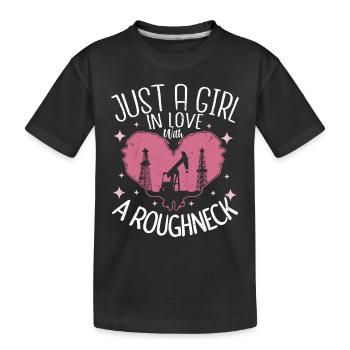 Juste une fille amoureuse d’un travail de champ pétrolifère rugueux - T-shirt bio Premium Enfant - noir - Devant