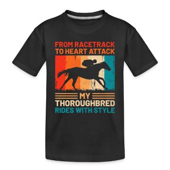 Vollblut Pferderennen Reiten Reiterpferde - Kinder Premium Bio T-Shirt - Schwarz - Vorne