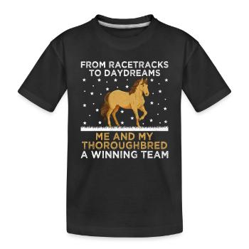 Courses de chevaux pur-sang Équitation Chevaux équestres - T-shirt bio Premium Enfant - noir - Devant