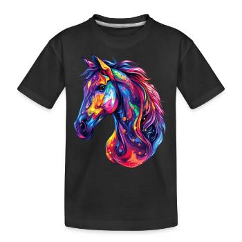 Ein psychedelischer Pferdekopf - Kinder Premium Bio T-Shirt - Schwarz - Vorne