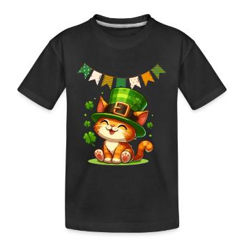 Chat St Patrick Irlande Irlandais Shamrock Chance Fun - T-shirt bio Premium Enfant - noir - Devant