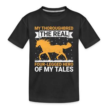 Vollblut Pferderennen Reiten Reiterpferde - Kinder Premium Bio T-Shirt - Schwarz - Vorne