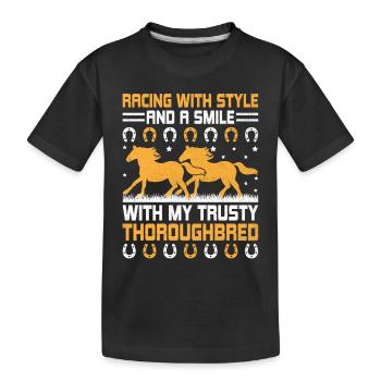 Thoroughbred Horse Racing Riding Equestian Horses - Kids' Premium Organic T-Shirt - black - Front