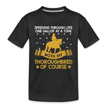 Vollblut Pferderennen Reiten Reiterpferde - Kinder Premium Bio T-Shirt - Schwarz - Vorne