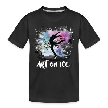 Eislaufen Schlittschuhläufer - Kinder Premium Bio T-Shirt - Schwarz - Vorne