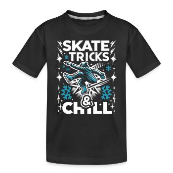 Eislaufen Schlittschuhläufer - Kinder Premium Bio T-Shirt - Schwarz - Vorne