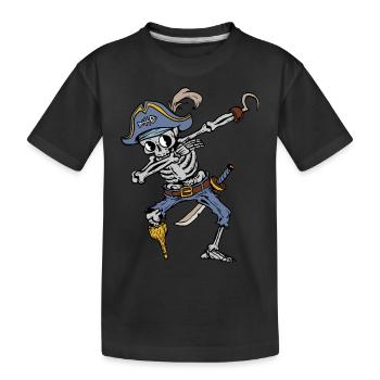 Dabbing Skeleton Pirate Halloween Costume Kids - Kids' Premium Organic T-Shirt - black - Front