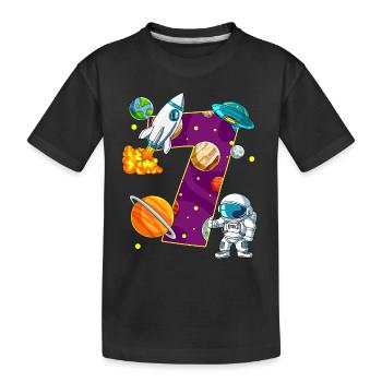 7 Anniversaire Astronaute de l’espace 7 ans - T-shirt bio Premium Enfant - noir - Devant