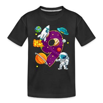 9 Birthday Space Space Astronaut 9 Years - Kids' Premium Organic T-Shirt - black - Front