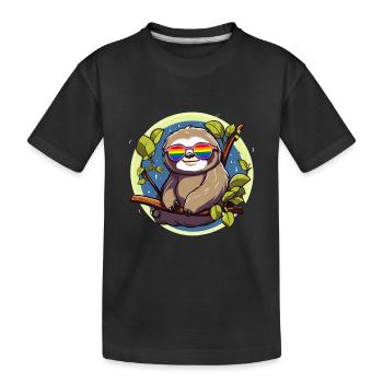 LGBTQ Sloth Pride Month - Kids' Premium Organic T-Shirt - black - Front