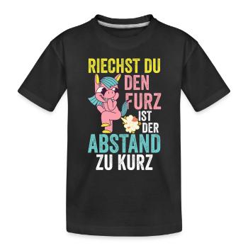 Riechst Du Den Furz Ist Der Abstand Zu Kurz - Kinder Premium Bio T-Shirt - Schwarz - Vorne