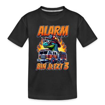 3 Geburtstag Junge Feuerwehr Geschenk - Kinder Premium Bio T-Shirt - Schwarz - Vorne