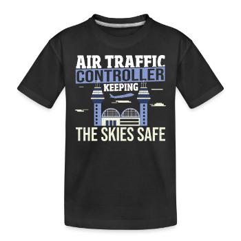 Radar Piloten Landebahn Fluglotsen Dekorationen - Kinder Premium Bio T-Shirt - Schwarz - Vorne