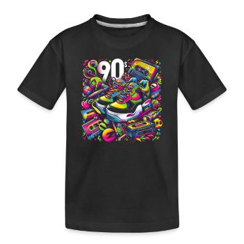 90er Jahre Retro - Kinder Premium Bio T-Shirt - Schwarz - Vorne