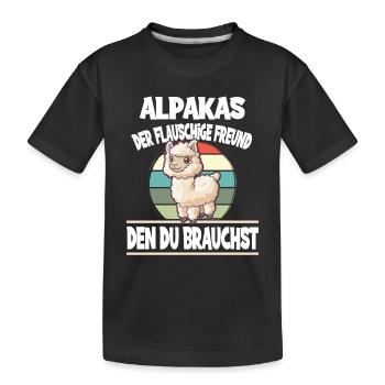 Alpaka Der Flauschige Freund Den Du Brauchst - Kinder Premium Bio T-Shirt - Schwarz - Vorne