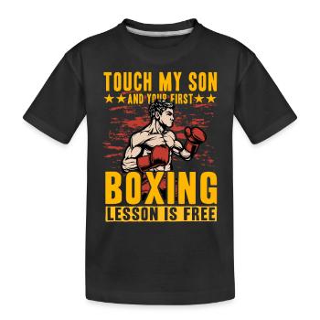 Touch my Son und Ihre erste Boxstunde ist kostenlos - Kinder Premium Bio T-Shirt - Schwarz - Vorne