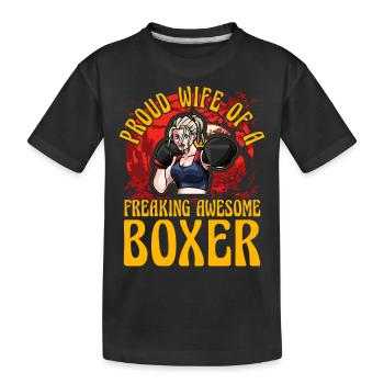 Fière épouse d’un boxeur génial - T-shirt bio Premium Enfant - noir - Devant