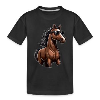 Pferd mit Sonnenbrille in Comicstyle - Kinder Premium Bio T-Shirt - Schwarz - Vorne