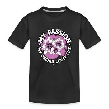 Amoureux des orchidées Ma passion Mon jardinier amoureux des orchidées - T-shirt bio Premium Enfant - noir - Devant